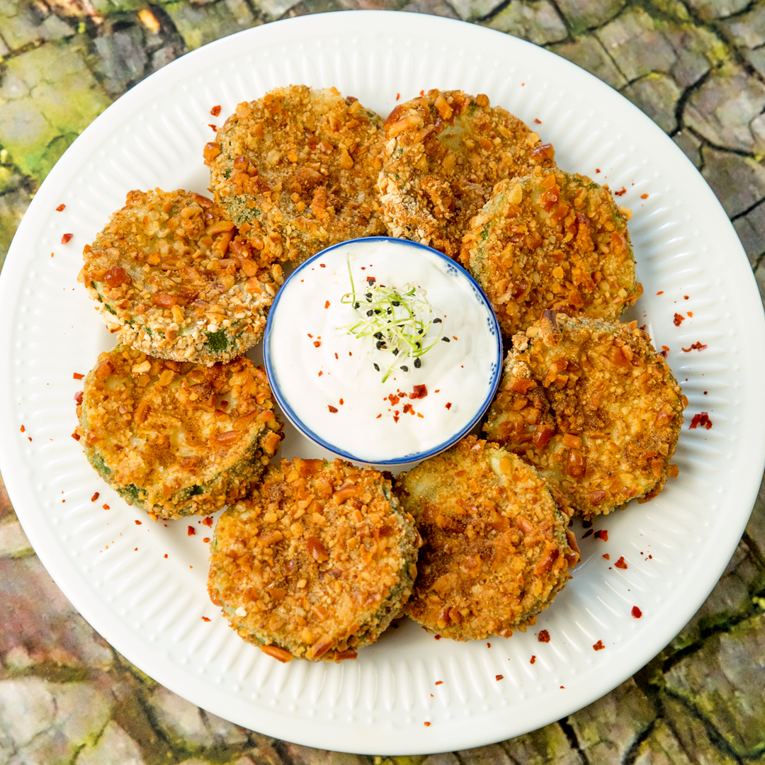 Pretzel-Crusted Zucchini Snacks