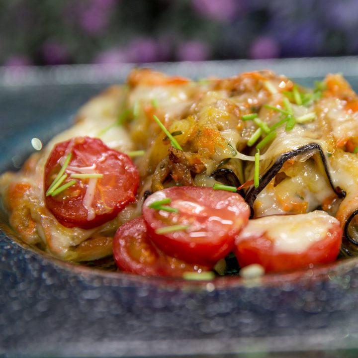 Eggplant Rolls Topped with Mozzarella