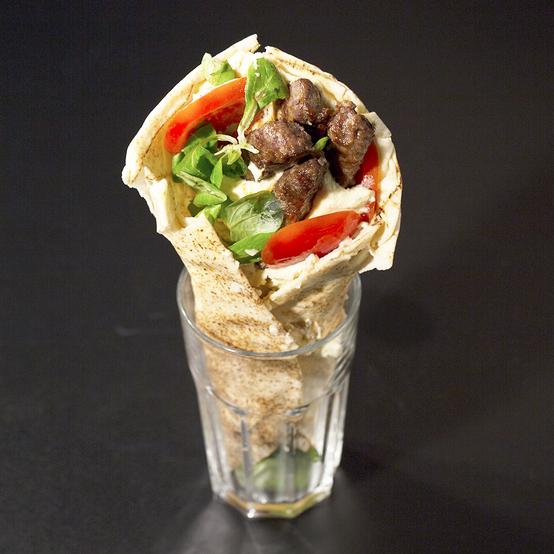 Spicy Beef and Hummus Wrap