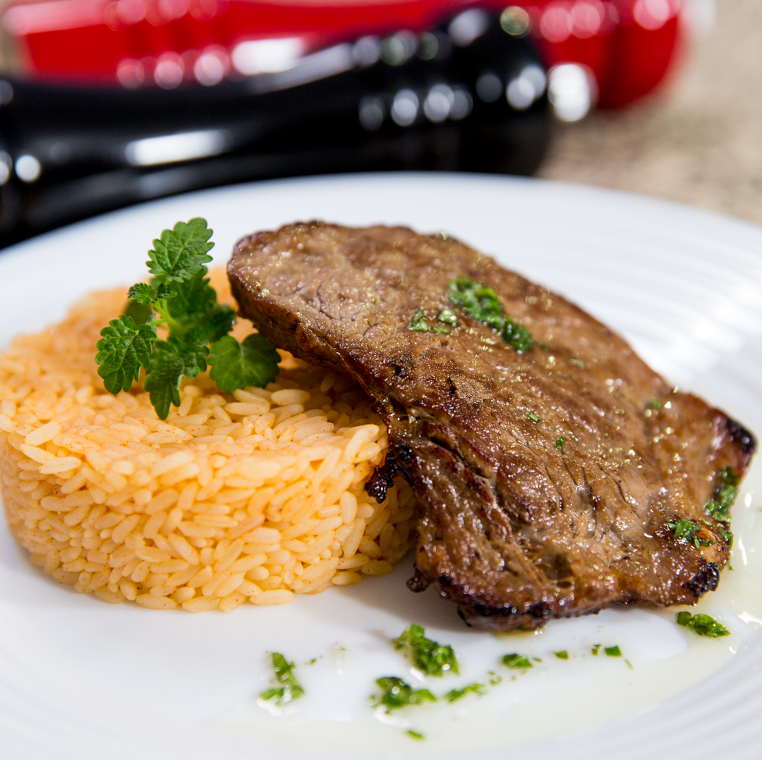 Pan-Fried Steak with Paprika Rice