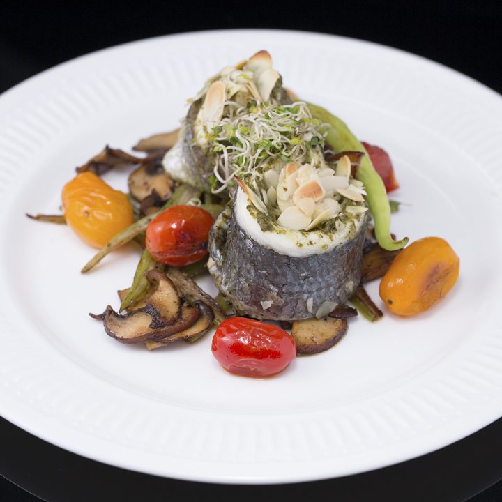 Pesto and Almond Sea Bream Rolls