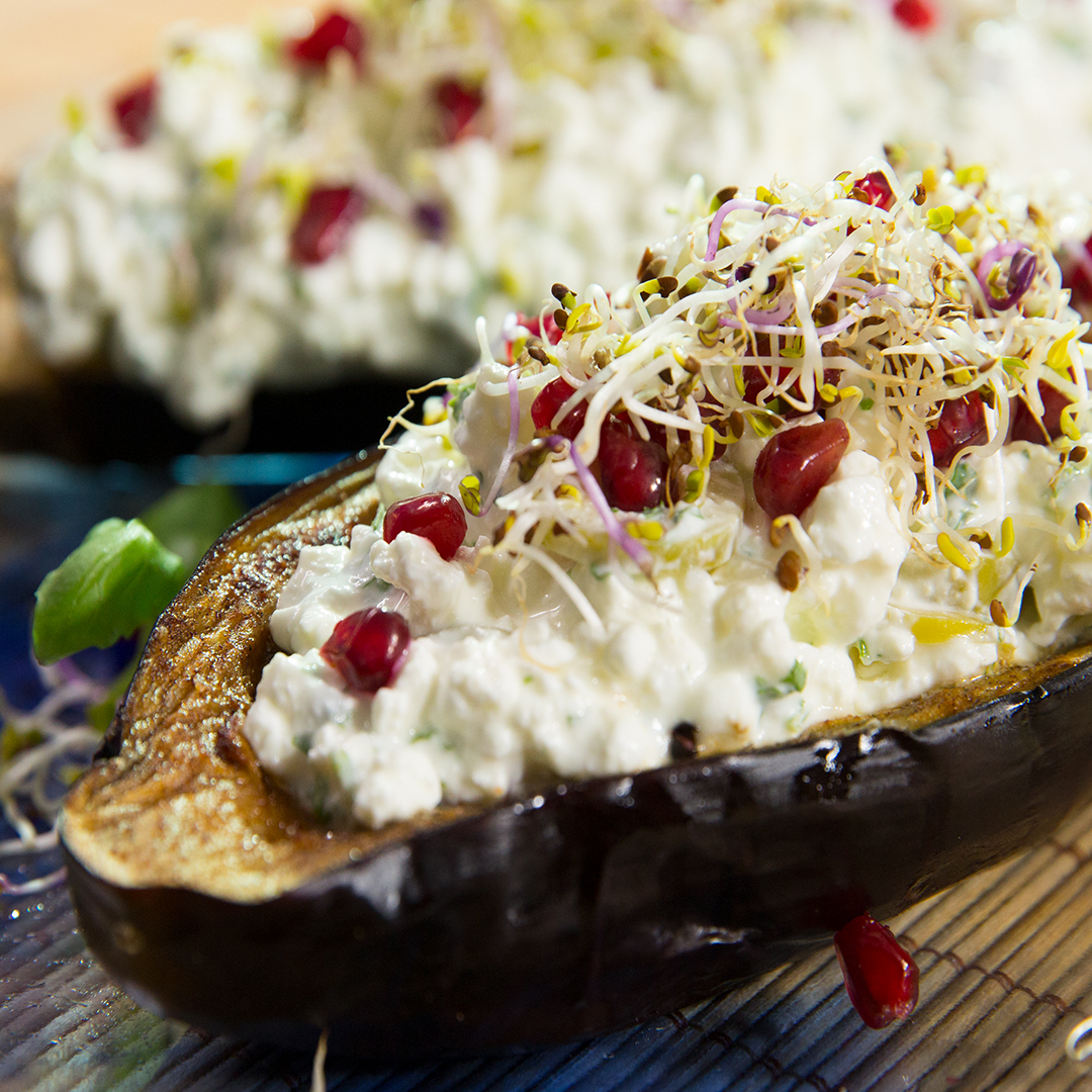 Cottage Cheese Eggplant Boats | So Delicious