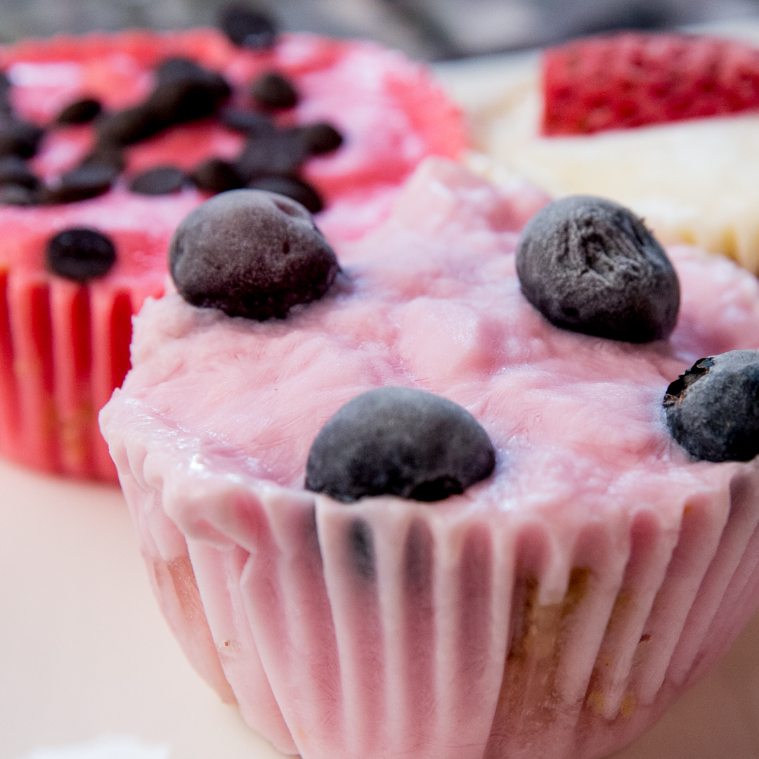 Oat Muffins Topped with Fruit Yogurt So Delicious