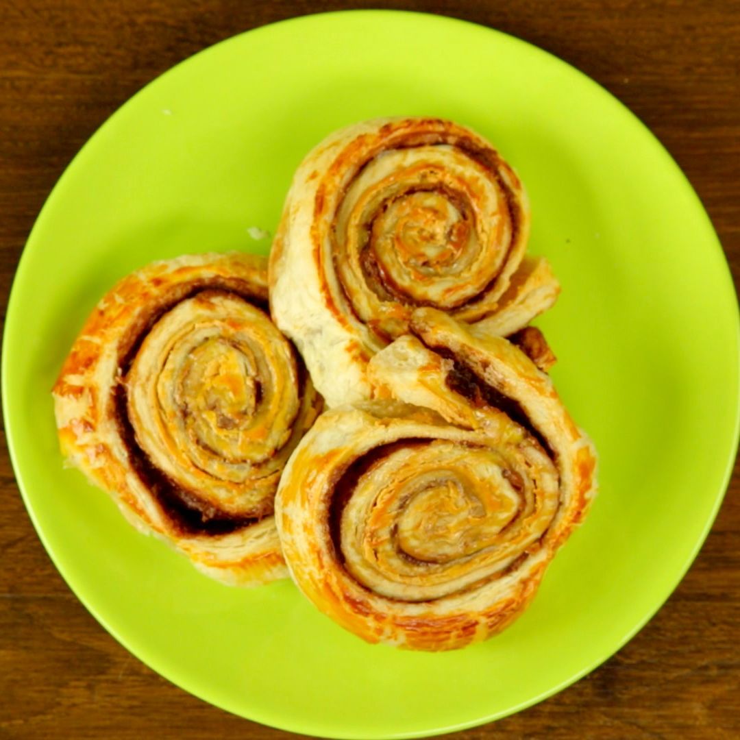 Peanut Butter and Chocolate Puff Pastry Swirls