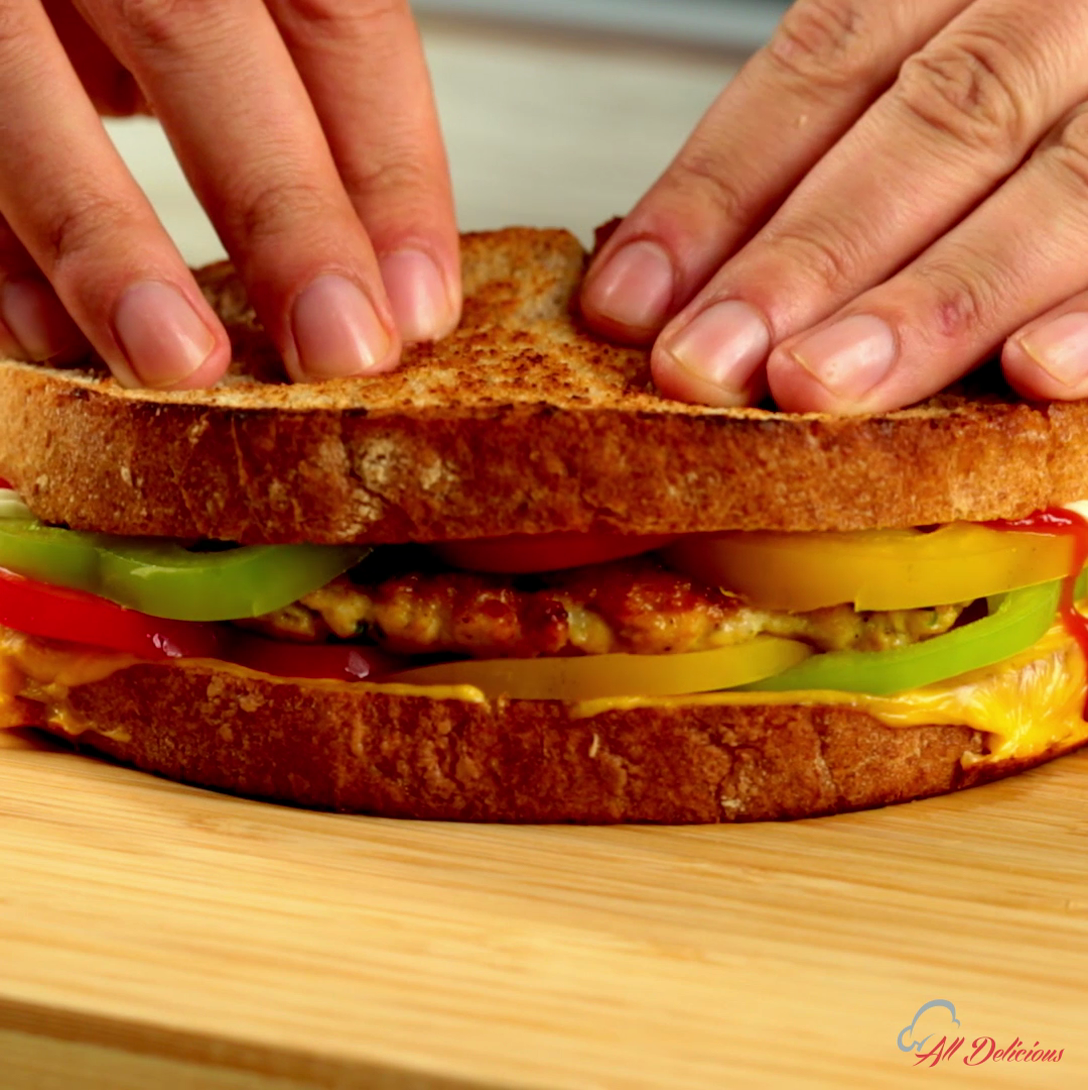 Bell Pepper and Chicken Meatball Sandwich