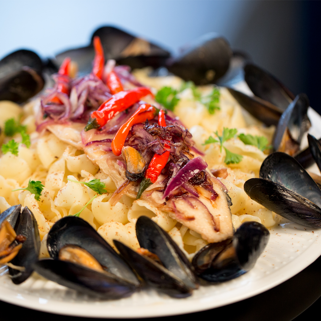 Mussels and Trout Pasta