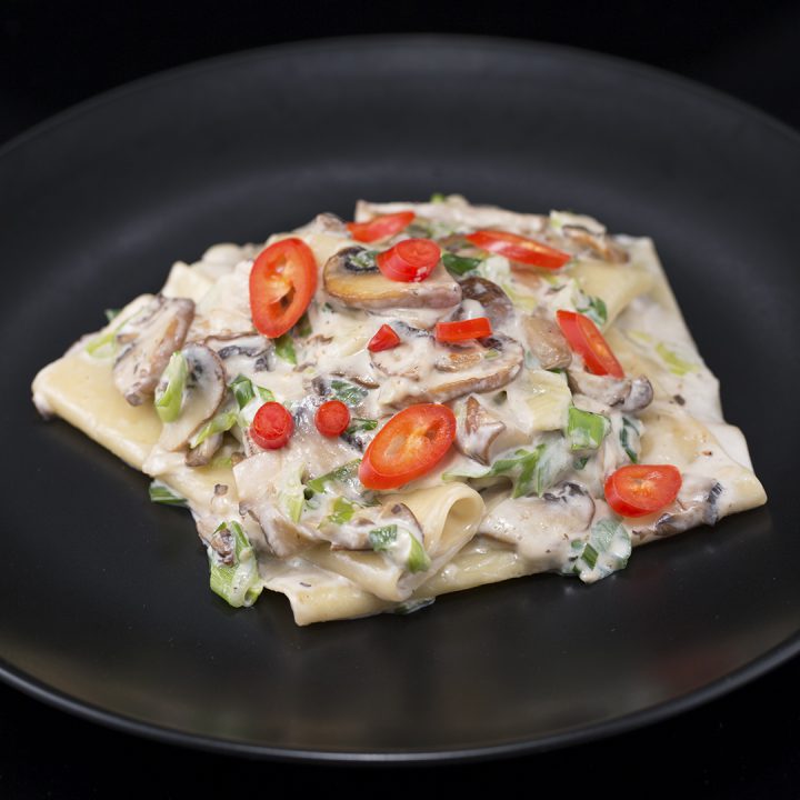 Creamy Mushrooms on Lasagna Sheets