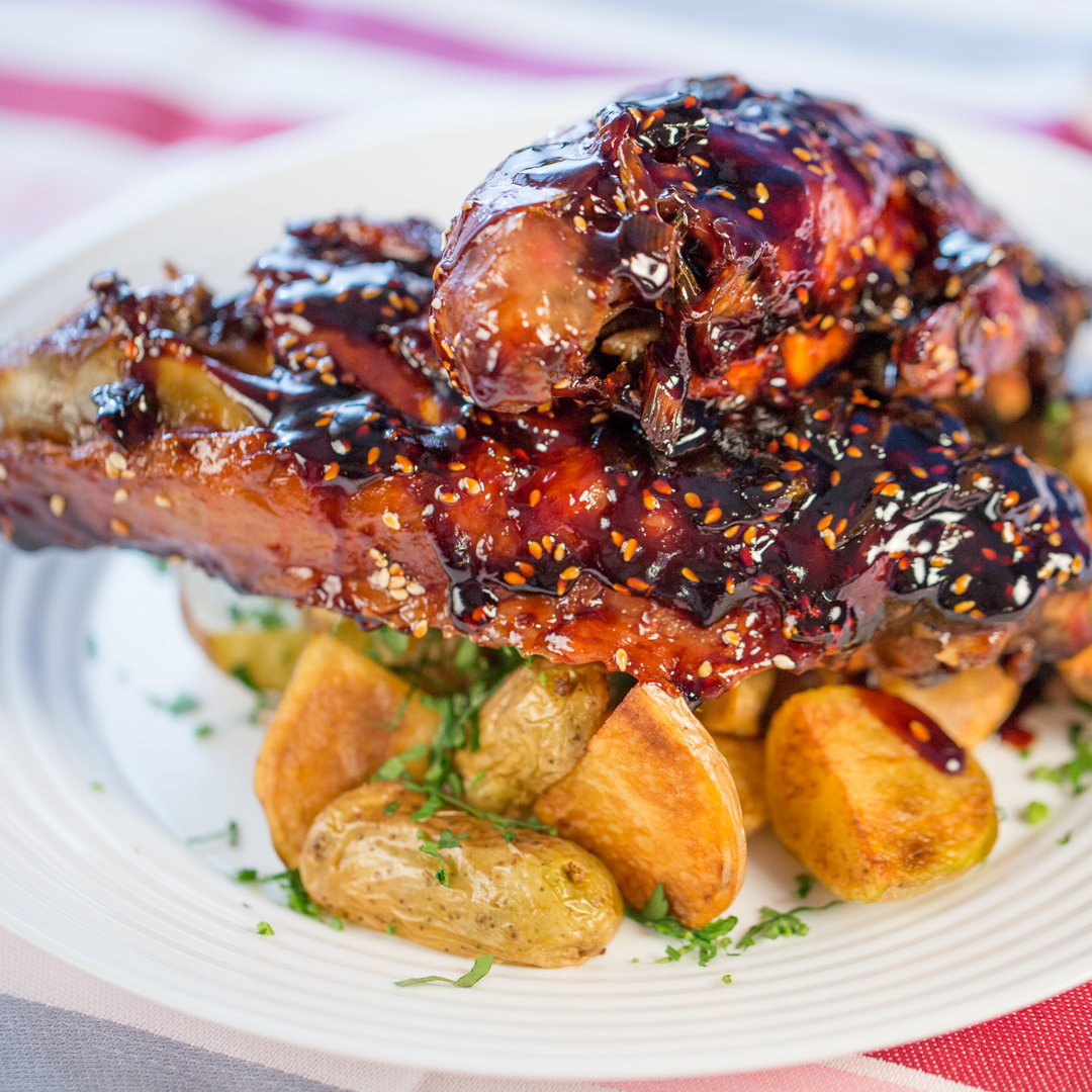 Honey Glazed Turkey Wings and Potatoes So Delicious