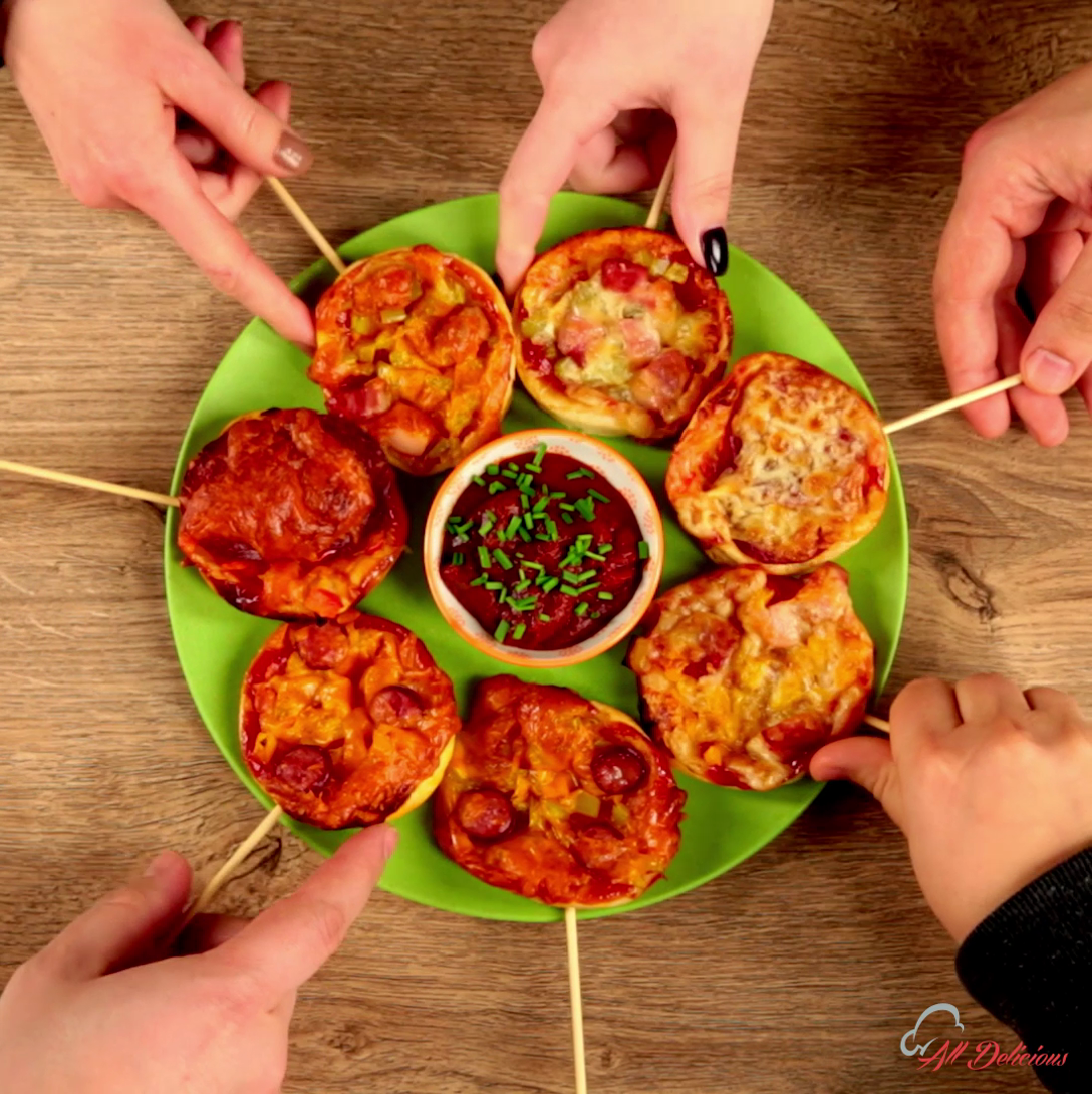Salami, Pepper, and Bacon Assorted Mini Pizzas