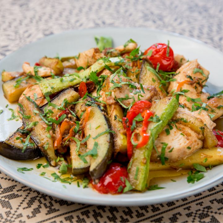 One Pot Chicken, Zucchini and Cherry Tomatoes