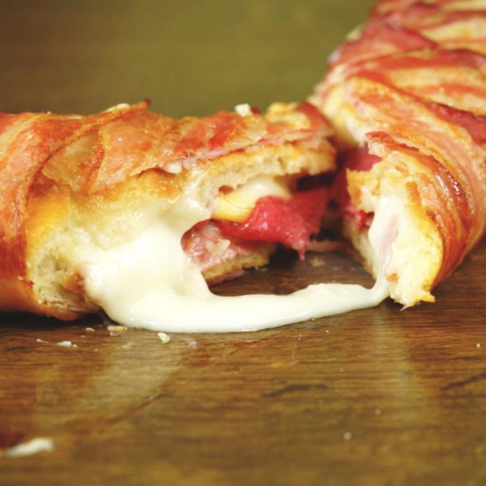Bacon-Wrapped Salami Baguette