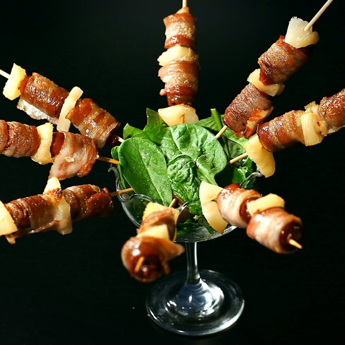 Bacon, Sausage and Pineapple Skewers