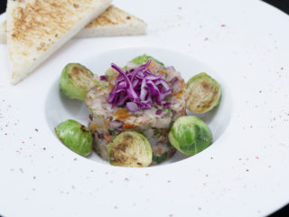 Smoked Mackerel Salad with Sauteed Brussels Sprouts