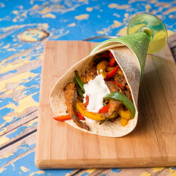 Steak Fingers and Stir-Fried Veggies in a Wrap
