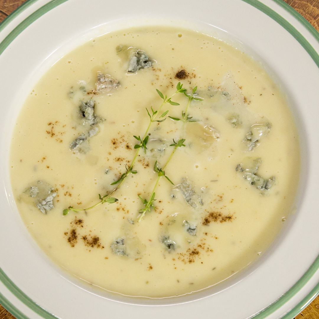 Creamy Potato and Leek Soup with Gorgonzola