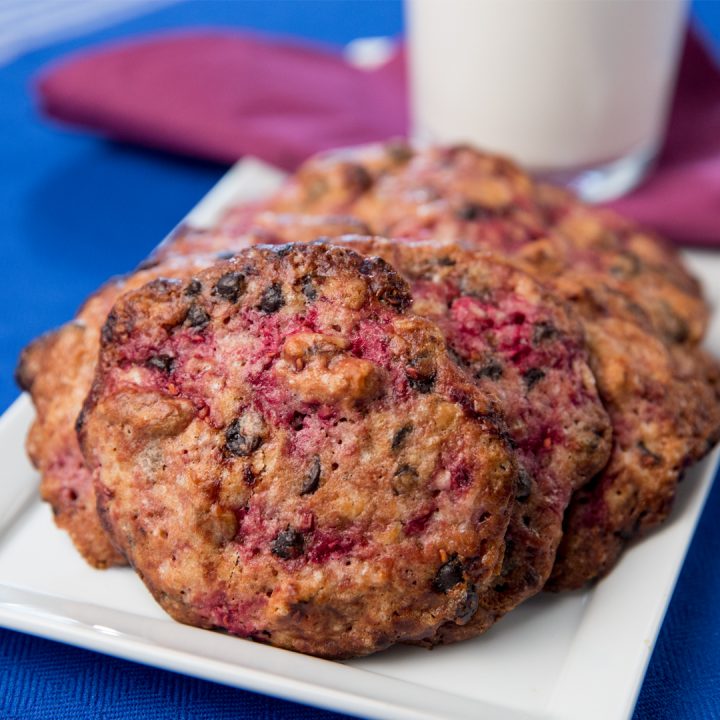 Chocolate, Walnut and Raspberry Cookies