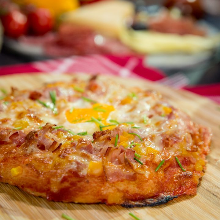 Bacon Pizza with Egg on Top