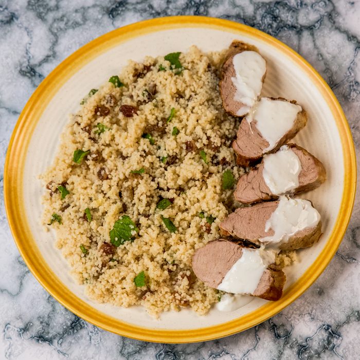 fried-and-baked-pork-tenderloin-with-couscous