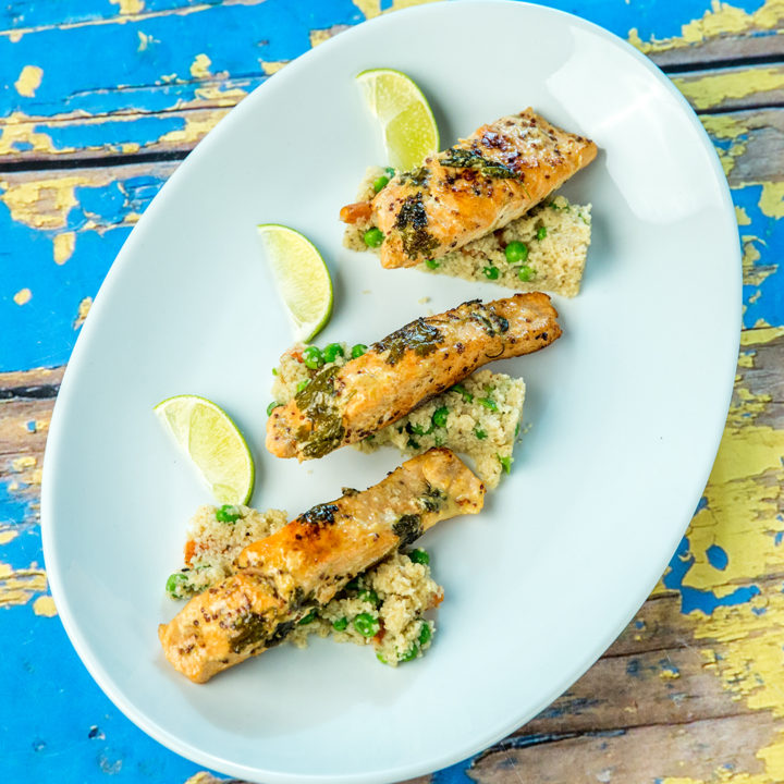 Roasted Salmon with Veggie Bulgur