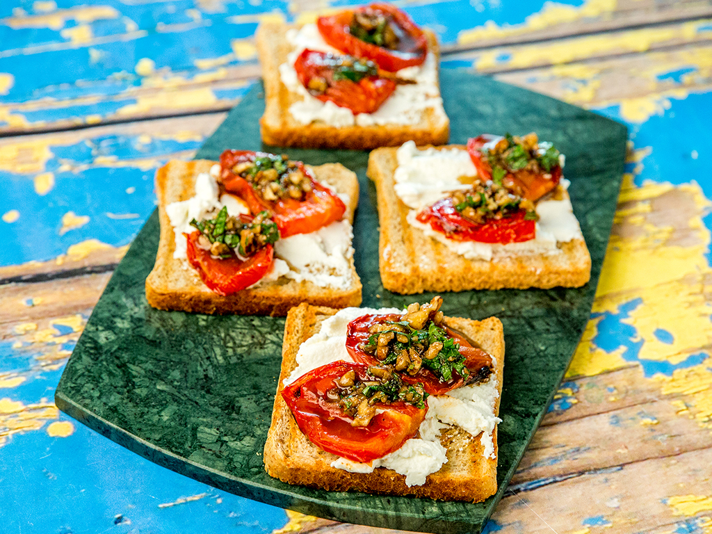 Roasted Tomato and Ricotta Bruschetta