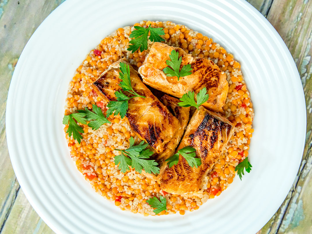 Salmon with Lentil Couscous