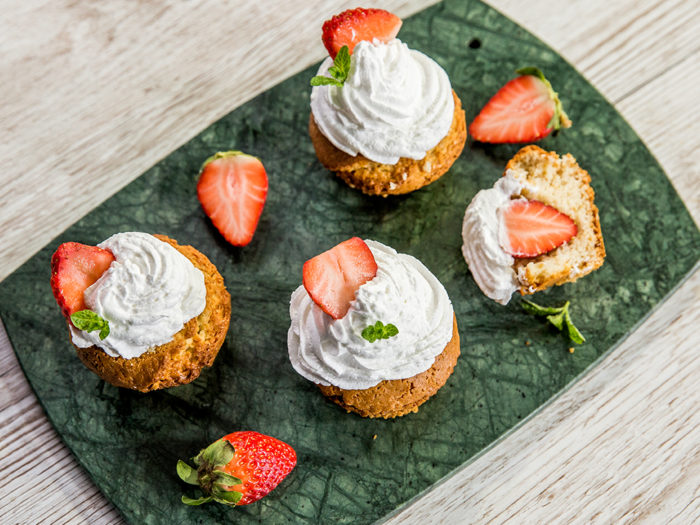 strawberry and whipped cream muffins