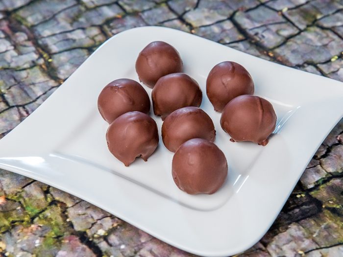 Chocolate-Glazed Peanut Date Balls