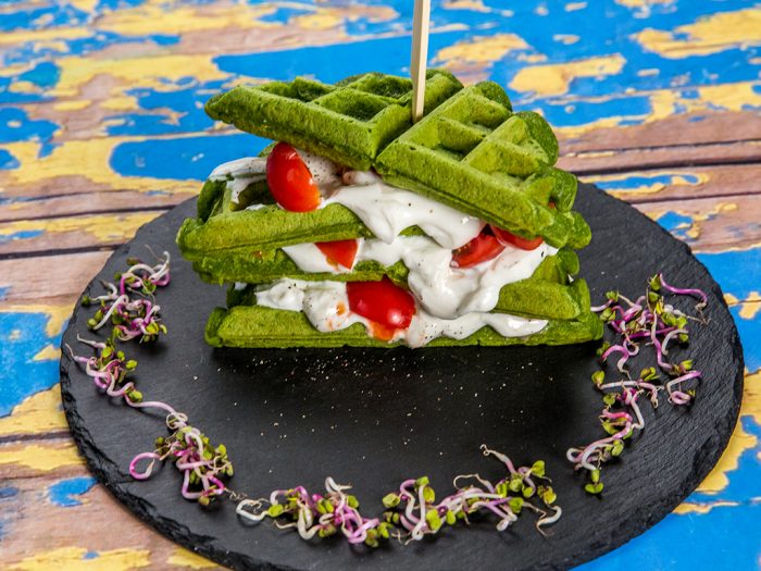 Spinach Oatmeal Waffles