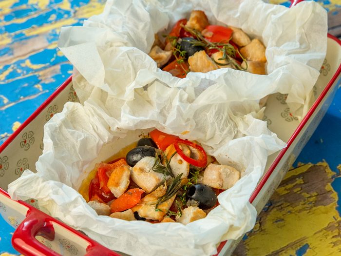 Chicken and Veggie Parchment Paper Pouches