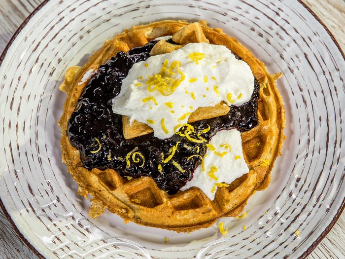 Waffles with Blueberries and Ricotta Cream