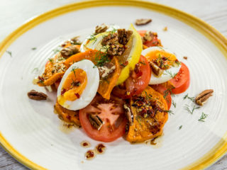 Baked Butternut Squash, Tomato and Egg Salad