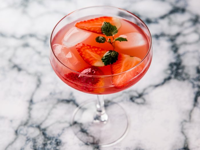 lemon and strawberry rose cocktail