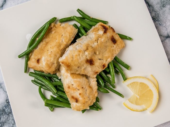 crunchy nile perch with green beans