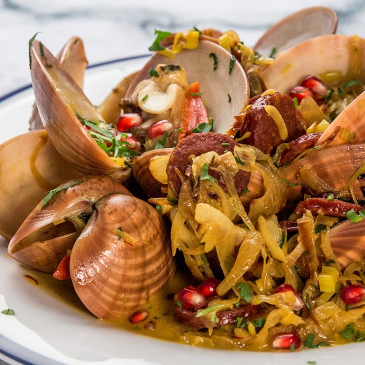 Chorizo and White Wine Steamed Clams