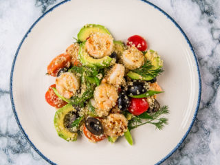 quinoa and avocado salad with shrimp