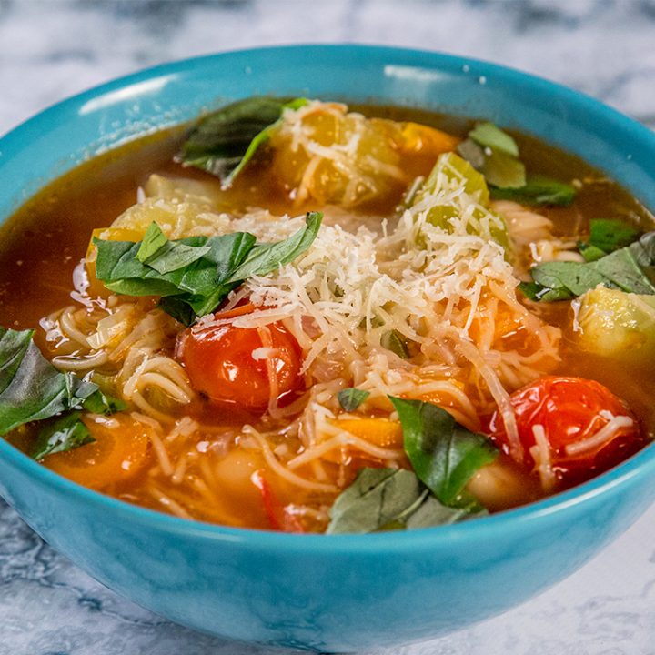 Vegetarian Soup with Cabbage and Cherry Tomatoes