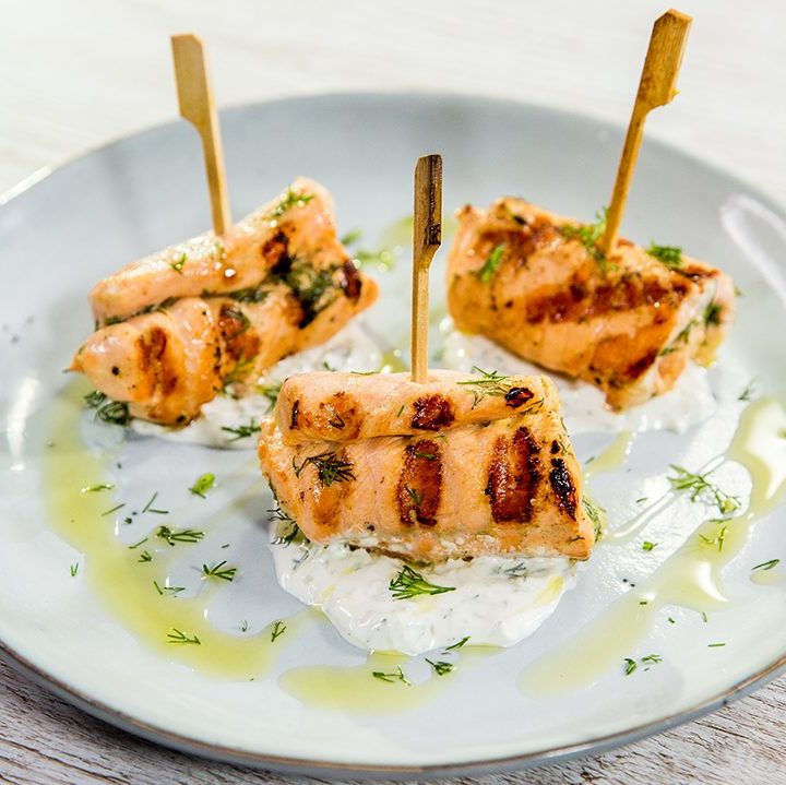 Grilled Salmon and Dill Rolls