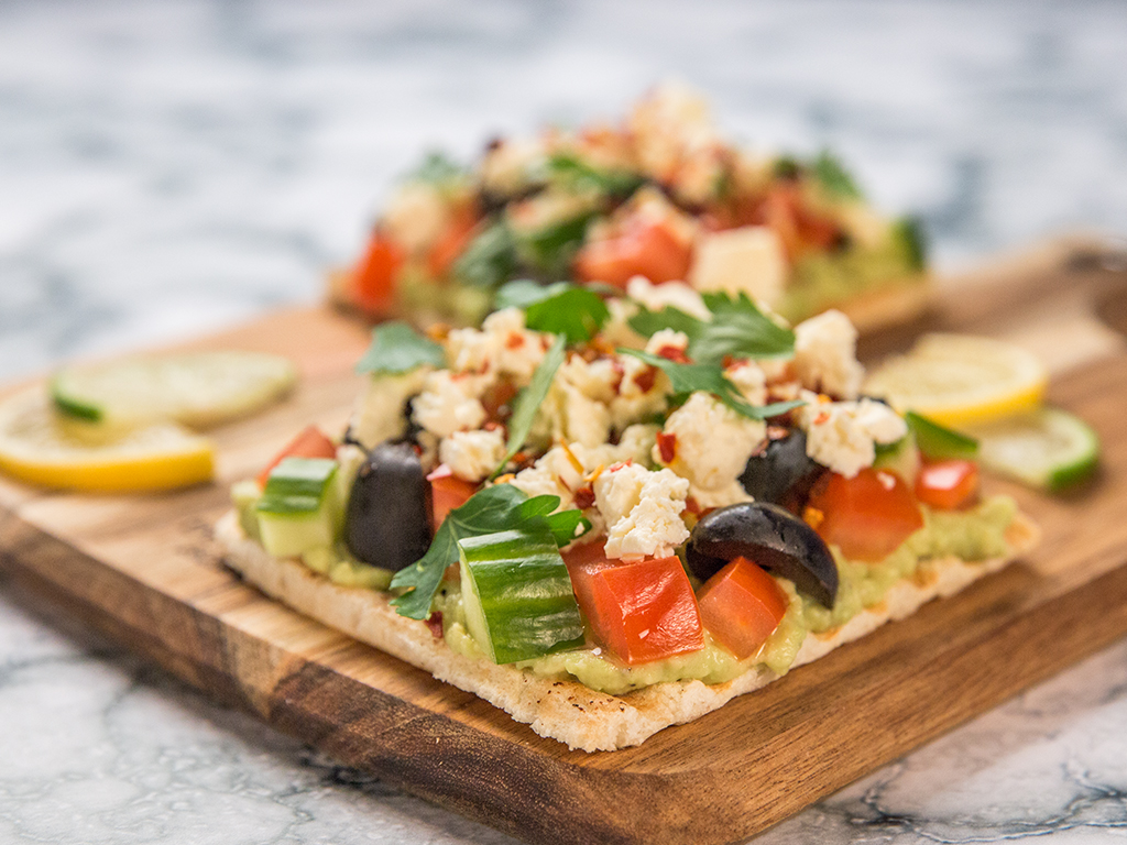 Avocado and Fresh Veggie Bruschetta