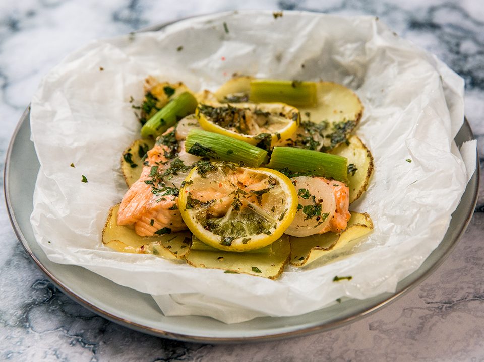 Microwaved Salmon en Papilotte