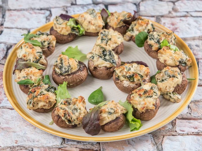Cream Cheese and Spinach Filled Mushrooms