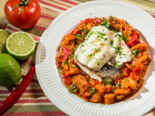 Sea Bream with Tomato and Red Pepper Stew
