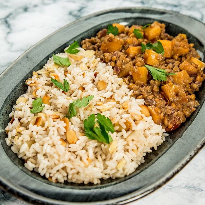 Lentil and Sweet Potato Dahl with Rice