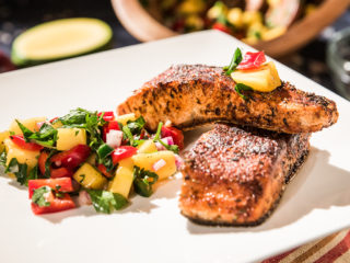 Hot and Spicy Salmon with Mango Salad