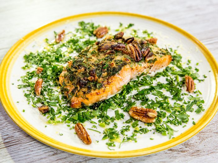 Roasted Salmon with Pecan Coating