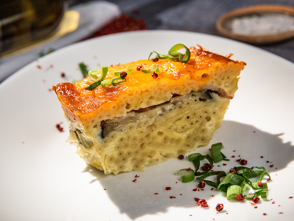 Cheesy Eggplant and Bucatini Casserole