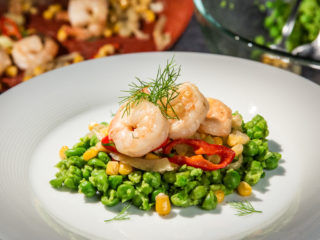 Sweet Corn and Shrimp with Peas