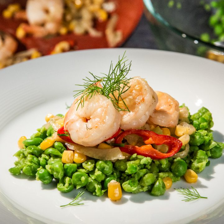 Sweet Corn and Shrimp with Peas