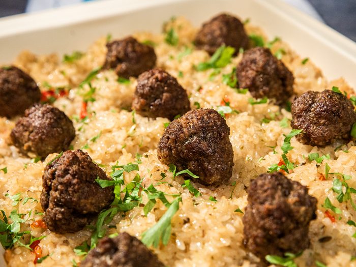 Beef Meatballs with Sweet Pepper Rice