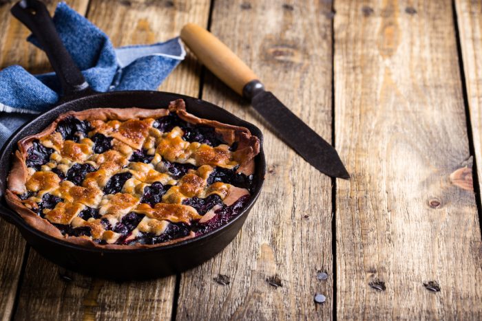 pie in a cast iron skillet