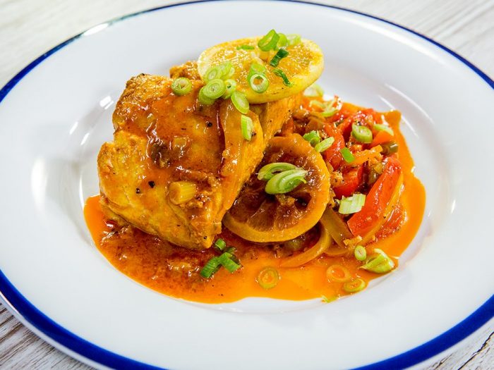 Spicy Perch with Bell Peppers and Lemon